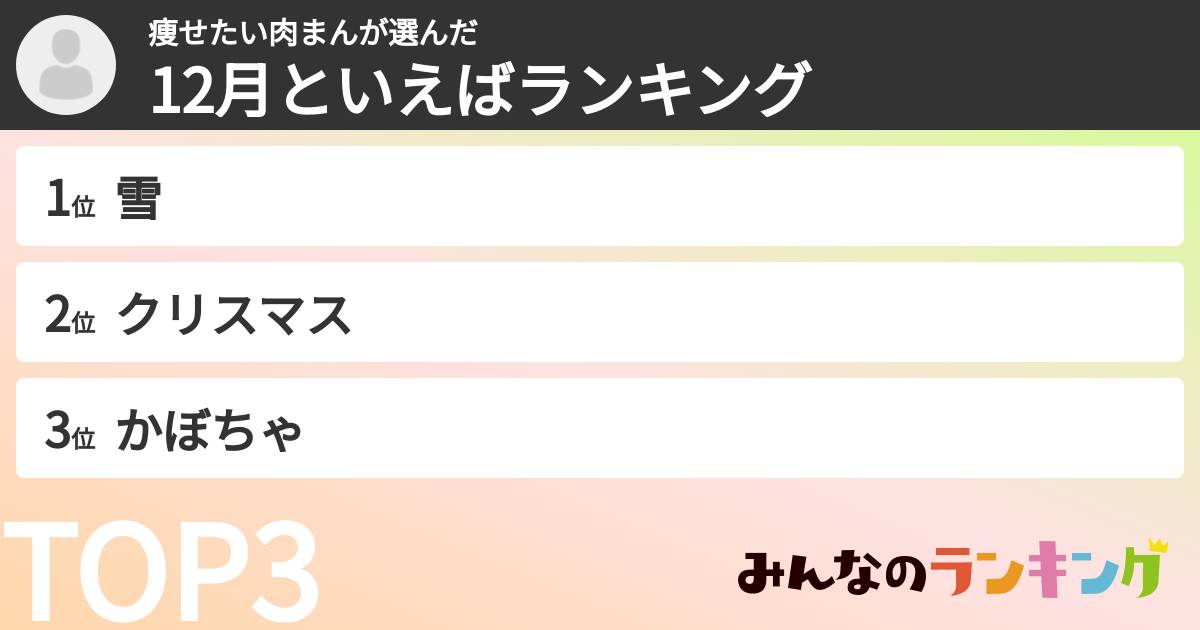 痩せたい肉まんさんの「12月といえばランキング」