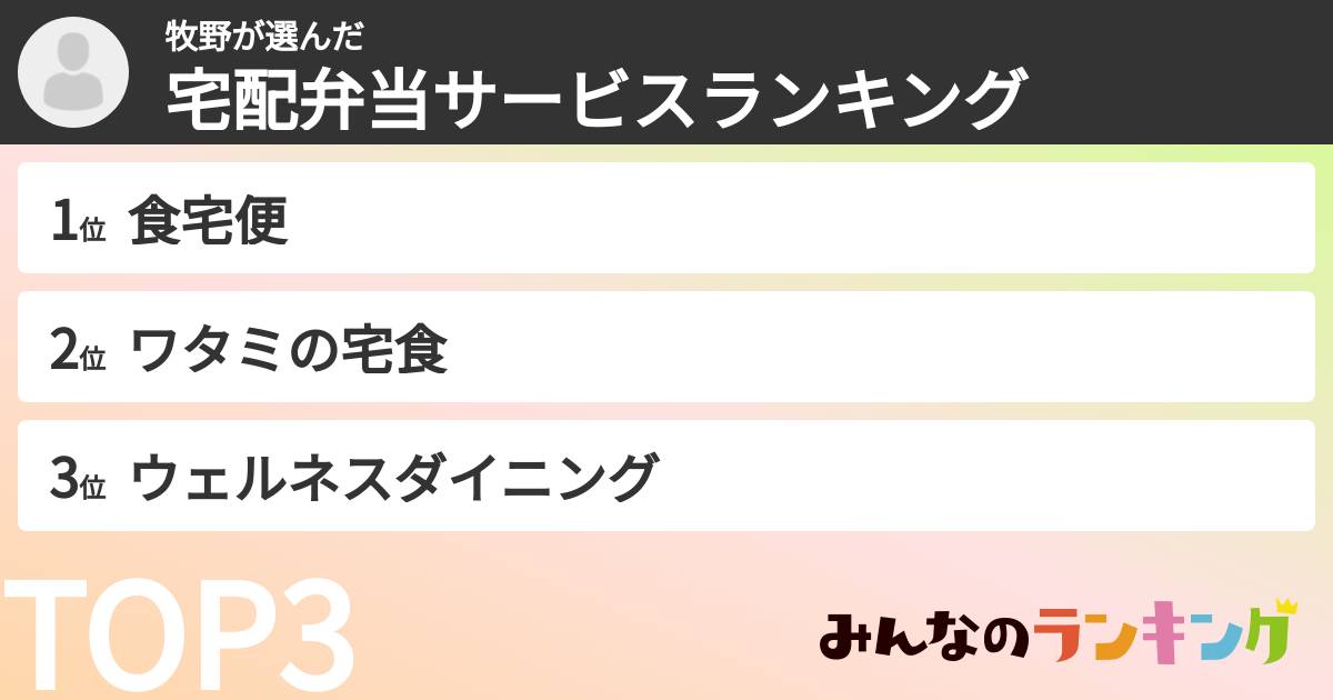 牧野さんの「宅配弁当サービスランキング」
