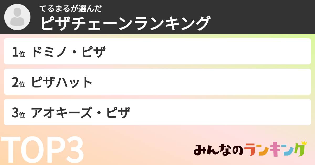 てるまるさんの「ピザチェーンランキング」