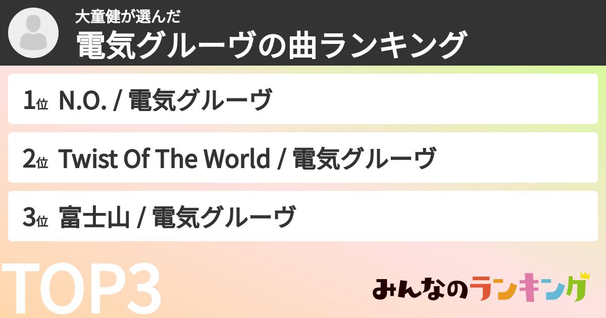 大童健さんの「電気グルーヴの曲ランキング」
