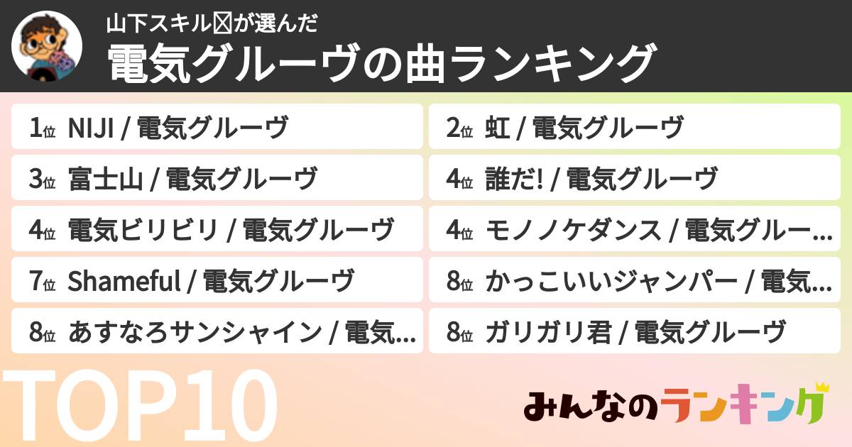 山下スキル☪さんの「電気グルーヴの曲ランキング」
