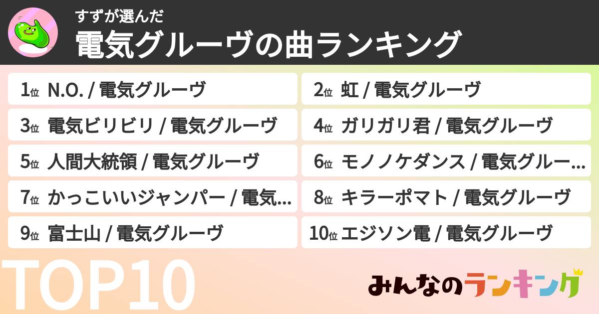 すずさんの「電気グルーヴの曲ランキング」