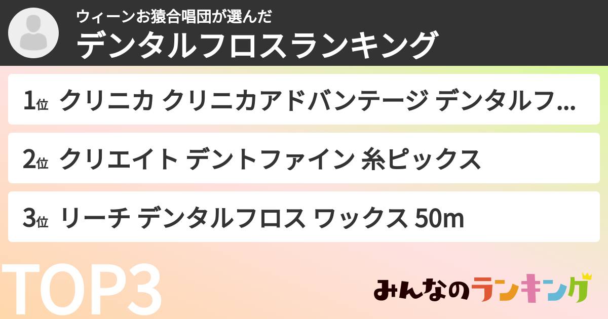 ウィーンお猿合唱団さんの「デンタルフロスランキング」