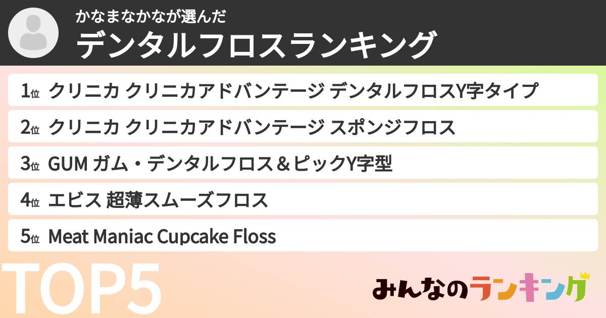 かなまなかなさんの「デンタルフロスランキング」