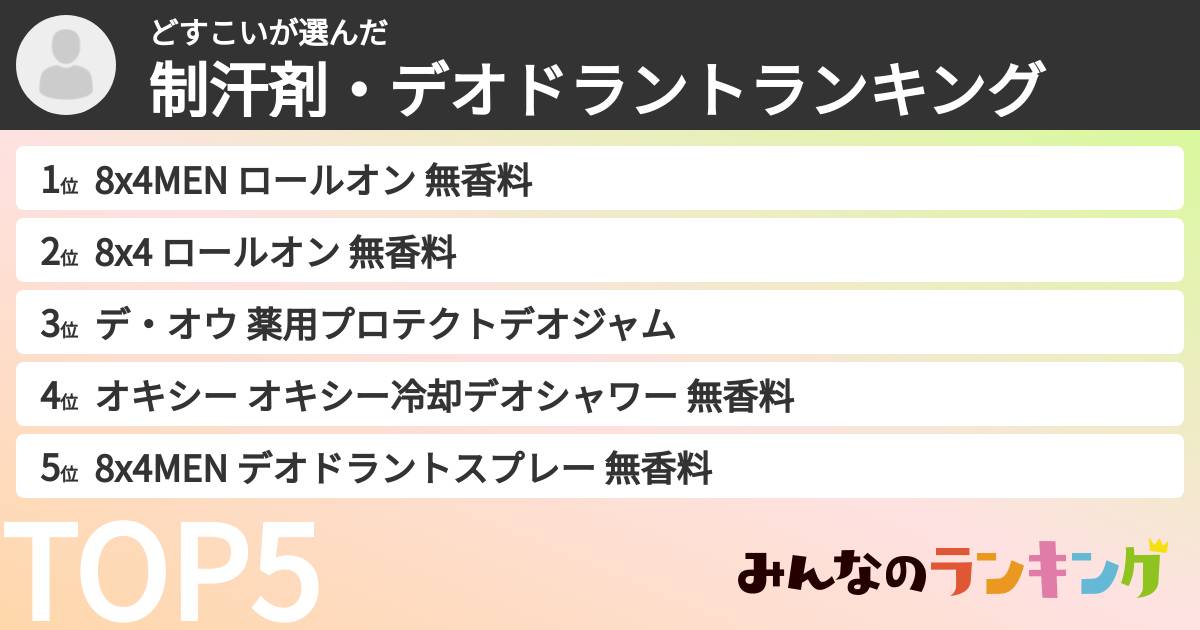 どすこいさんの「制汗剤・デオドラントランキング」