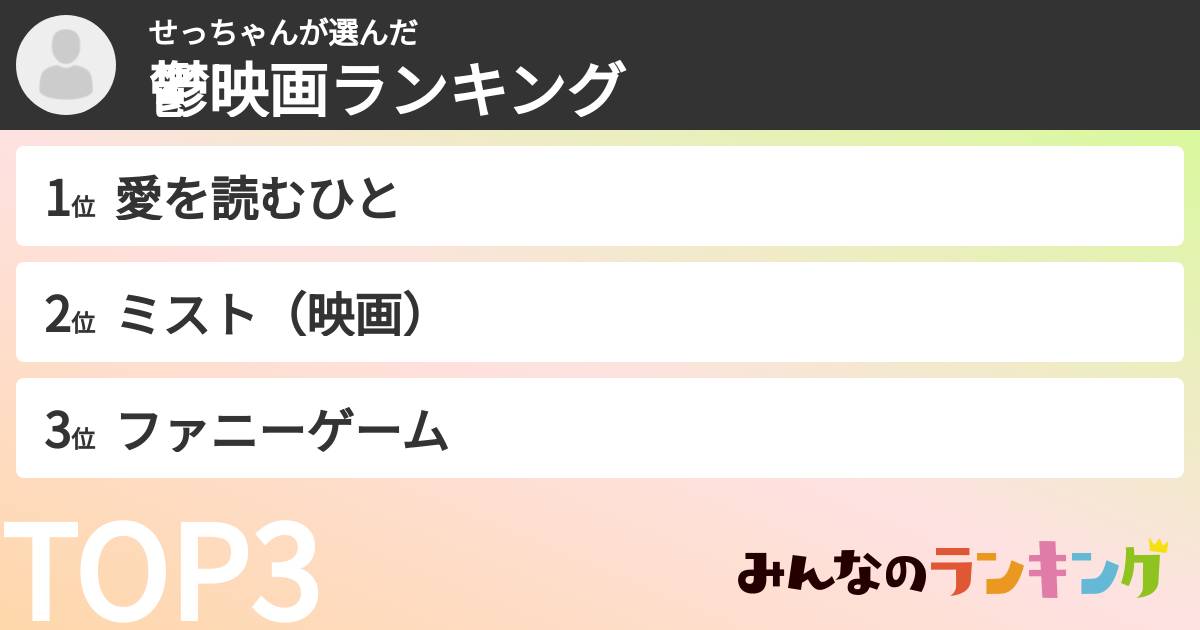 せっちゃんさんの「鬱映画ランキング」