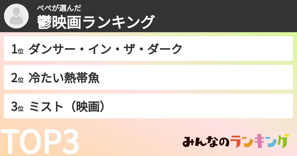 ぺぺさんの「鬱映画ランキング」
