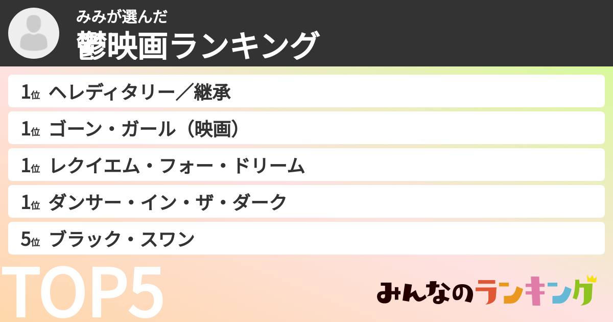 みみさんの「鬱映画ランキング」