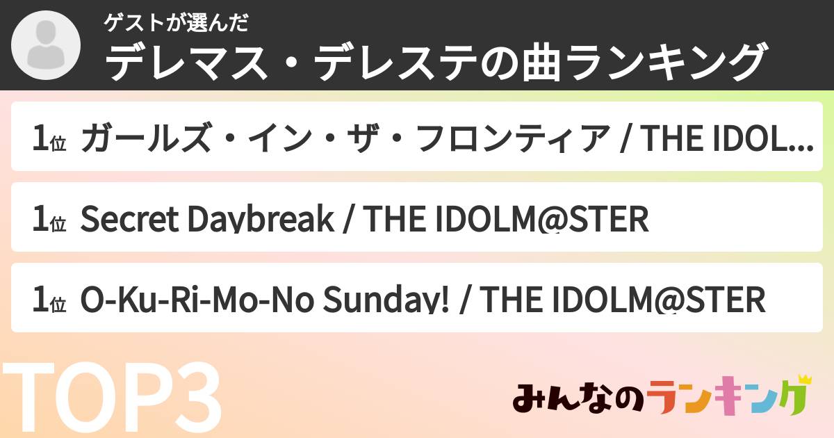 ゲストさんの「デレマス・デレステの曲ランキング」