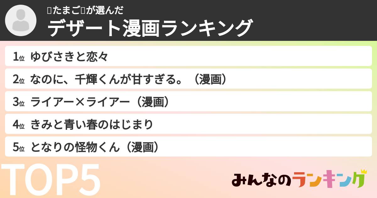 🐣たまご🐣さんの「デザート漫画ランキング」
