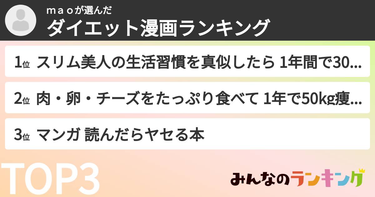 ｍａｏさんの「ダイエット漫画ランキング」