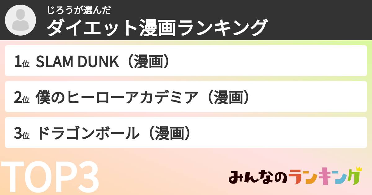 じろうさんの「ダイエット漫画ランキング」