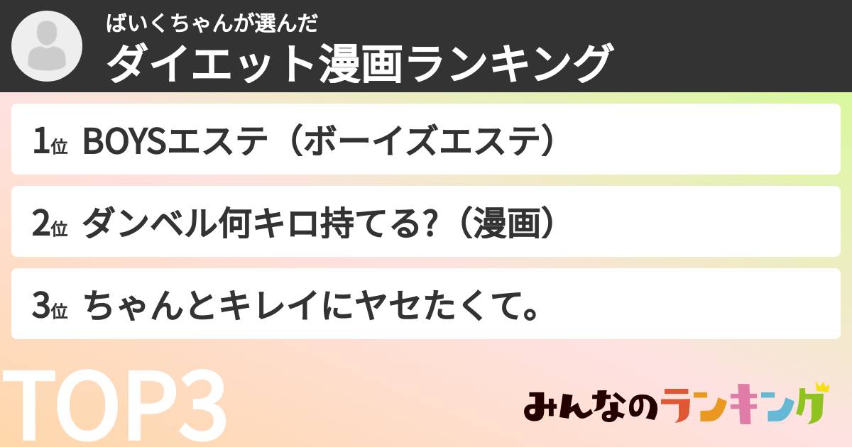 ばいくちゃんさんの「ダイエット漫画ランキング」