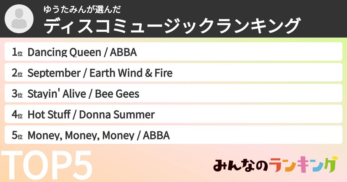 ゆうたみんさんの「ディスコミュージックランキング」