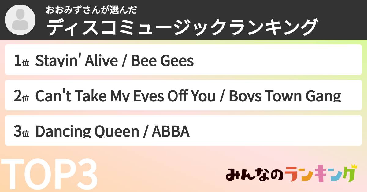 おおみずさんさんの「ディスコミュージックランキング」