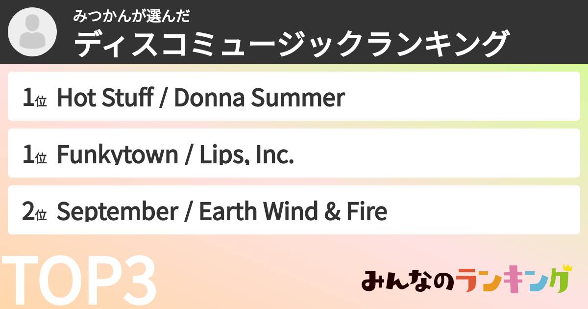 みつかんさんの「ディスコミュージックランキング」