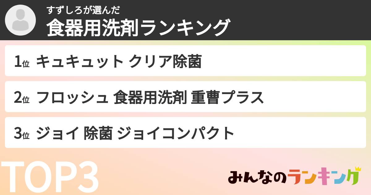 すずしろさんの「食器用洗剤ランキング」