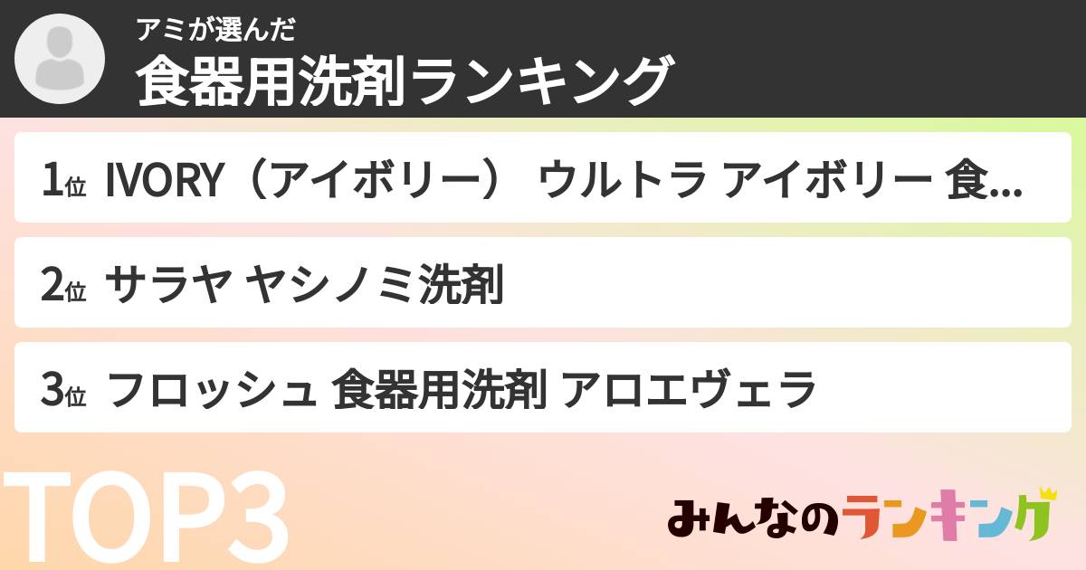 アミさんの「食器用洗剤ランキング」