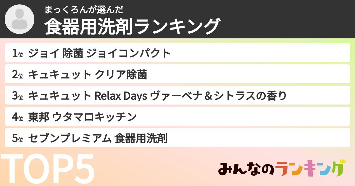 まっくろんさんの「食器用洗剤ランキング」