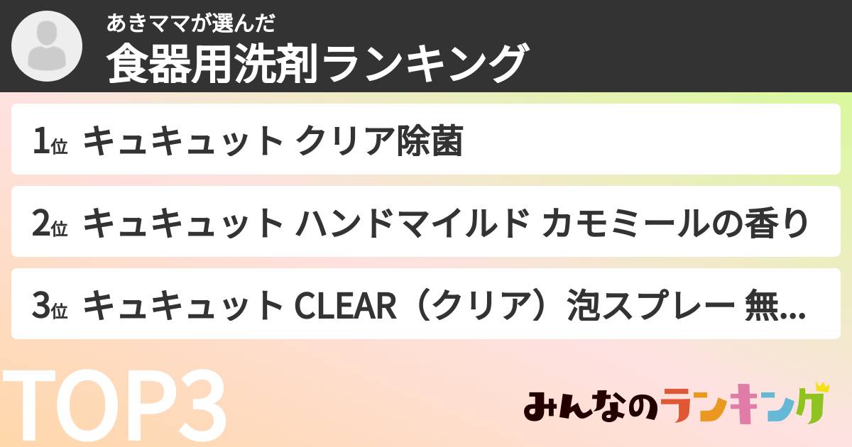 あきママさんの「食器用洗剤ランキング」