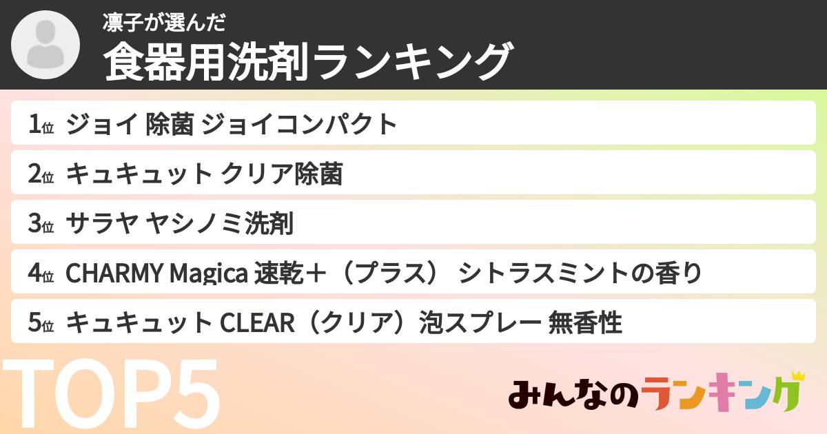 凛子さんの「食器用洗剤ランキング」