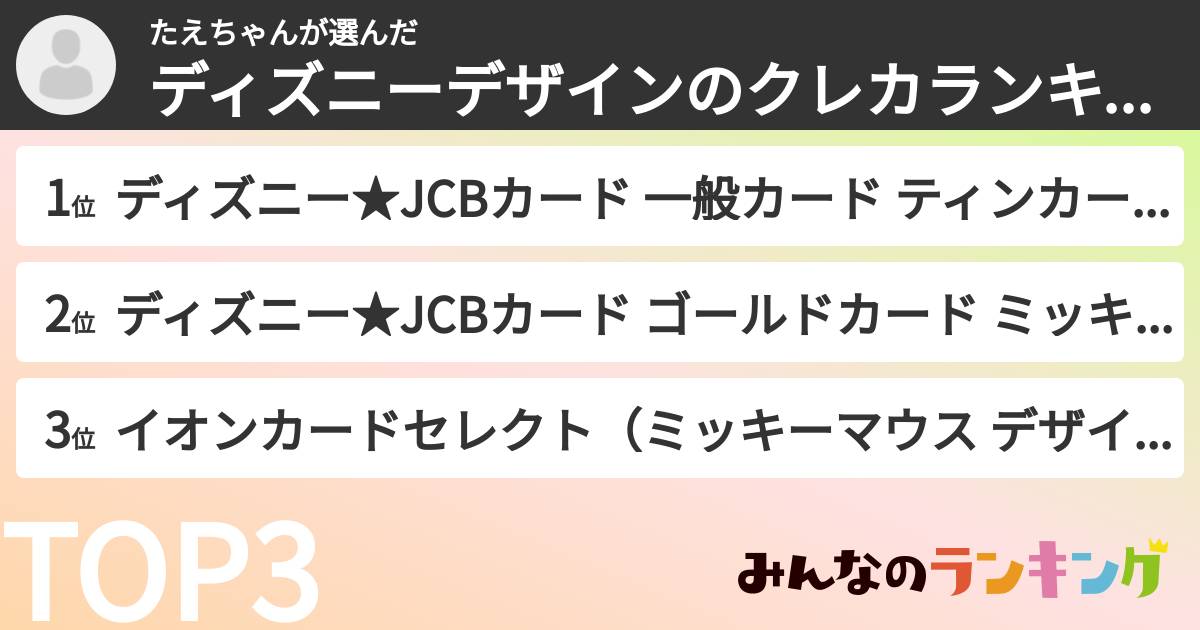 たえちゃんさんの「ディズニーデザインのクレカランキング」