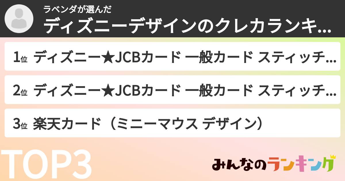 ラベンダさんの「ディズニーデザインのクレカランキング」