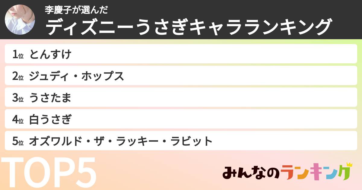 李慶子さんの「ディズニーうさぎキャラランキング」
