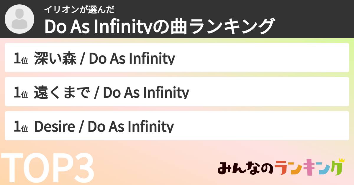 イリオンさんの「Do As Infinityの曲ランキング」