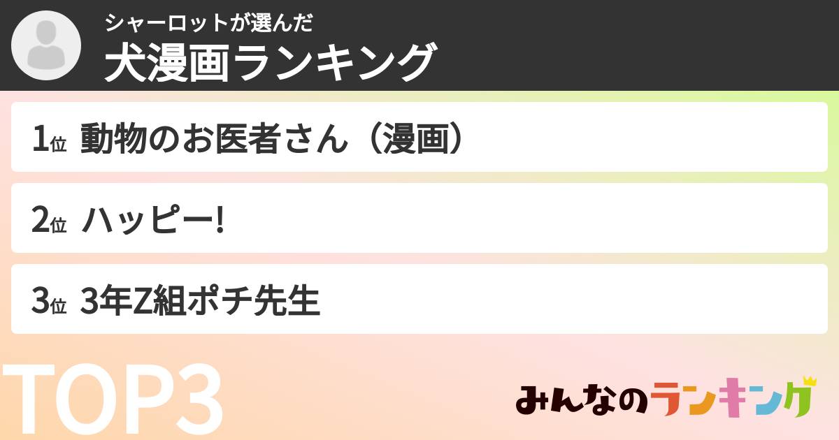 シャーロットさんの「犬漫画ランキング」