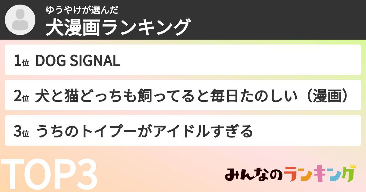 ゆうやけさんの「犬漫画ランキング」