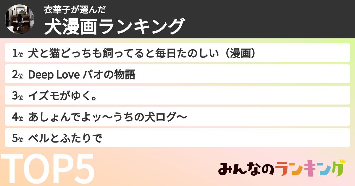 衣華子さんの「犬漫画ランキング」