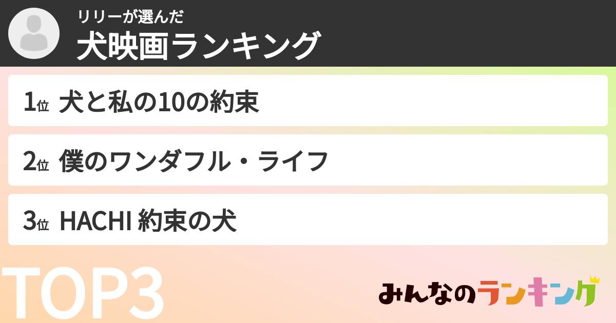 リリーさんの「犬映画ランキング」