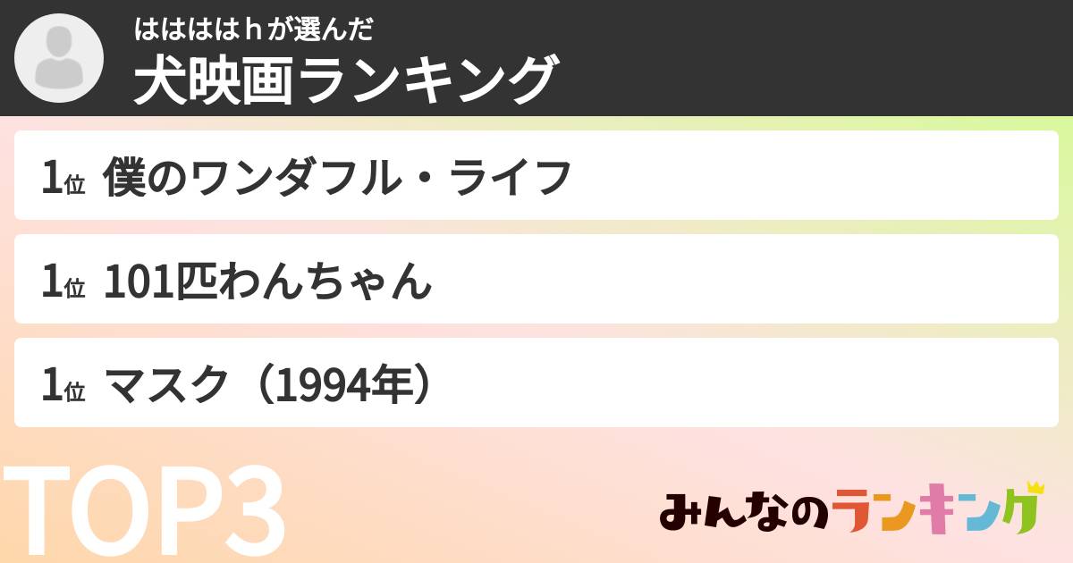 ははははhさんの「犬映画ランキング」