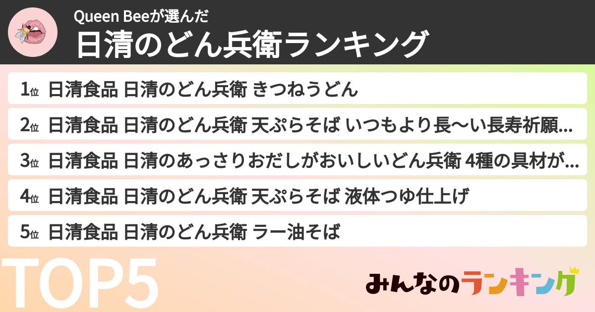 Queen Beeさんの「日清のどん兵衛ランキング」