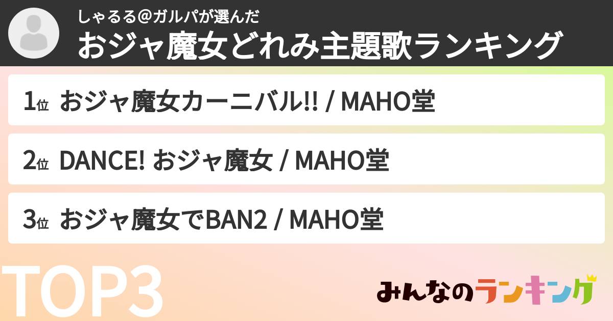 しゃるる＠ガルパさんの「おジャ魔女どれみ主題歌ランキング」