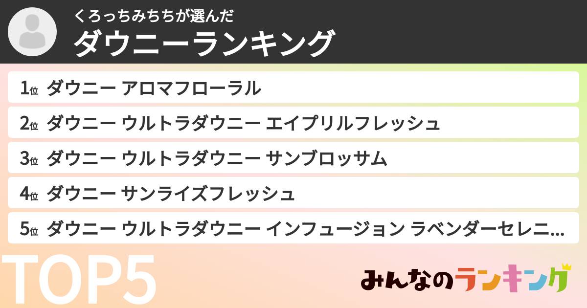 くろっちみちちさんの「ダウニーランキング」