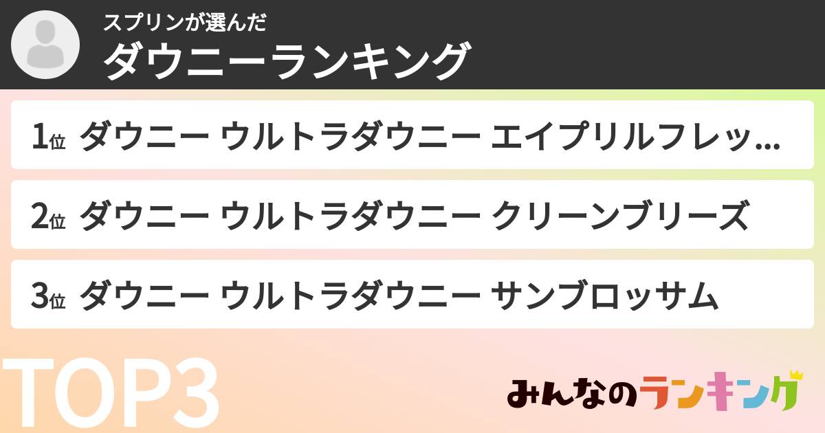 スプリンさんの「ダウニーランキング」
