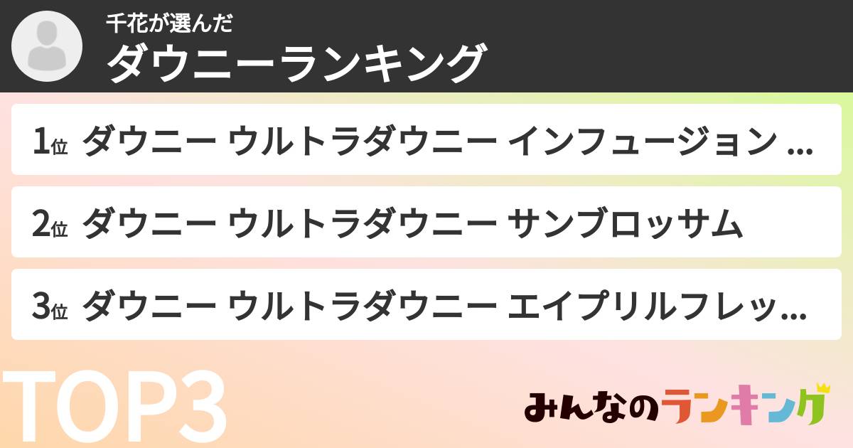 千花さんの「ダウニーランキング」