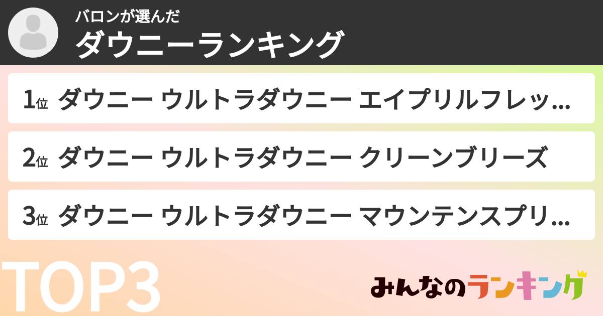 バロンさんの「ダウニーランキング」