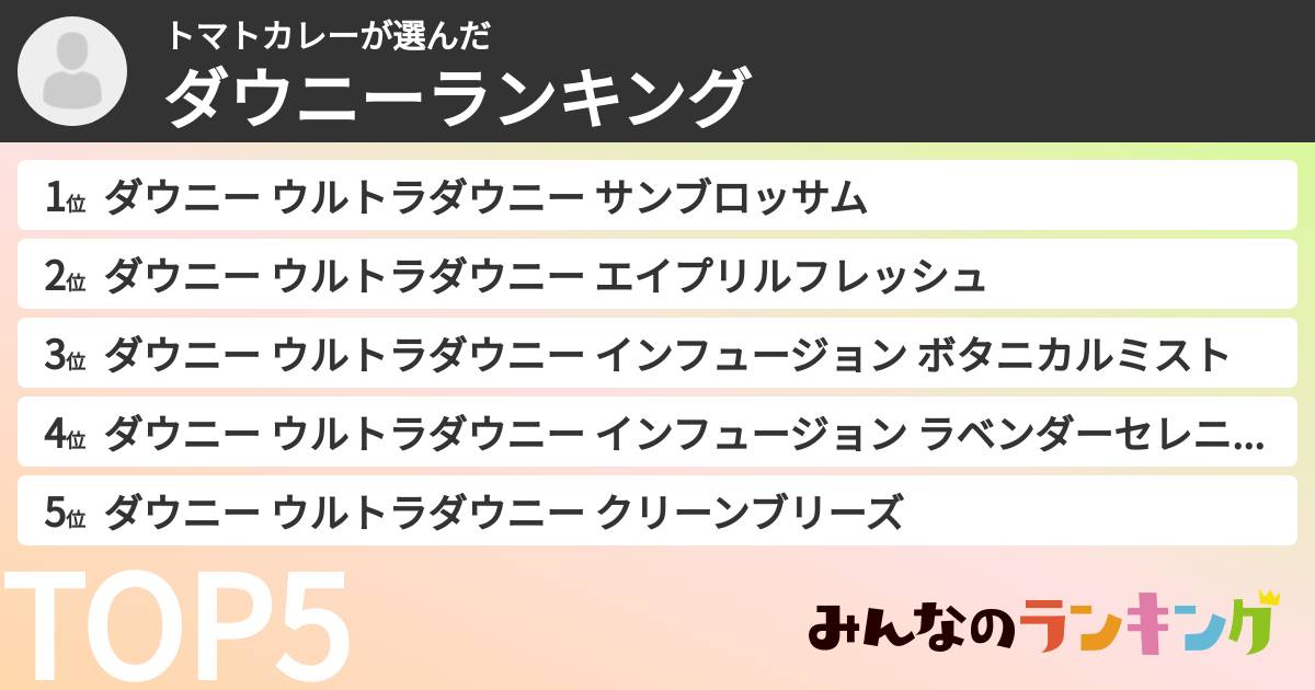 トマトカレーさんの「ダウニーランキング」