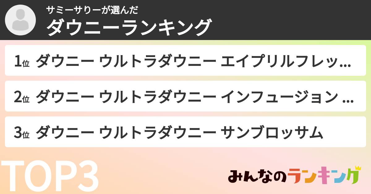 サミーサりーさんの「ダウニーランキング」