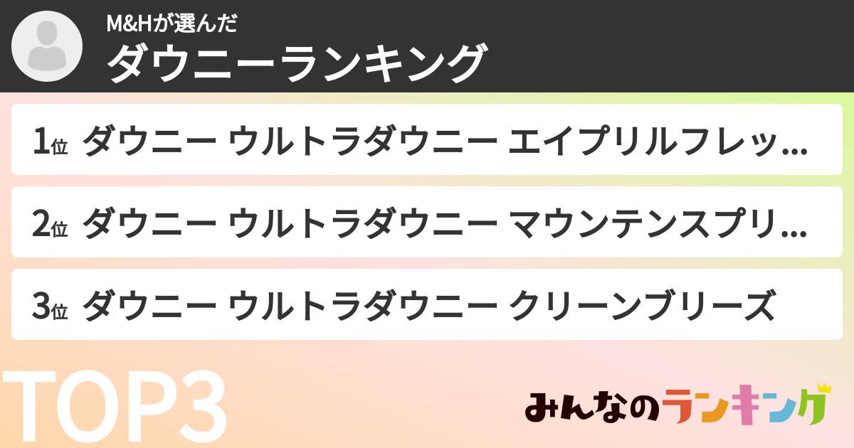 M&Hさんの「ダウニーランキング」