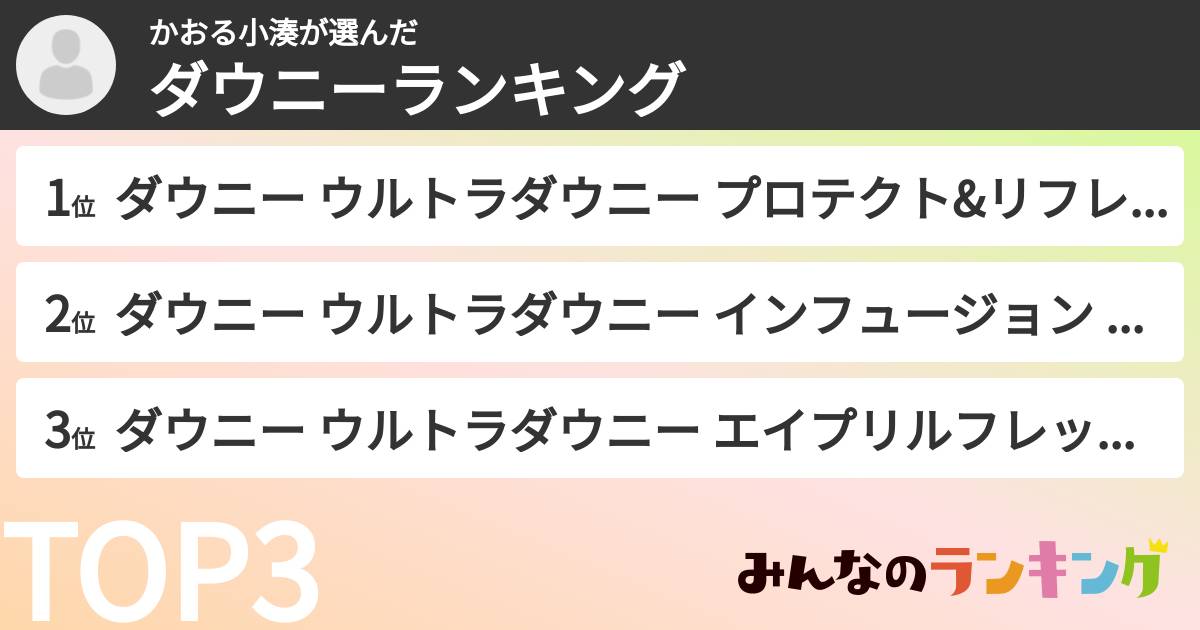 かおる小湊さんの「ダウニーランキング」