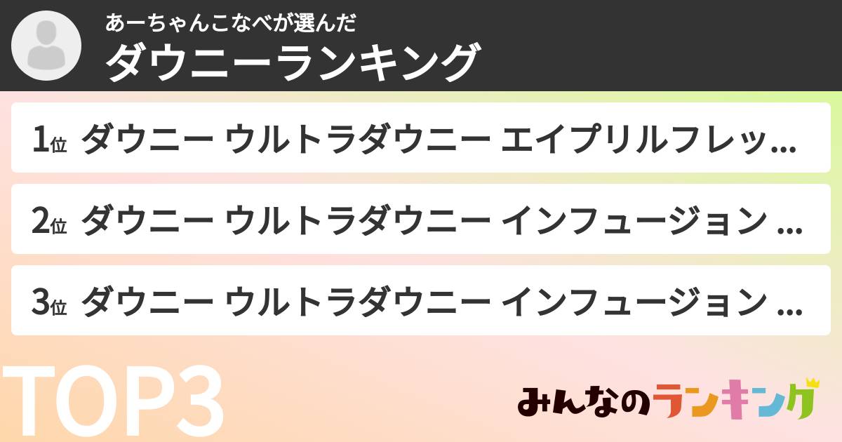 あーちゃんこなべさんの「ダウニーランキング」