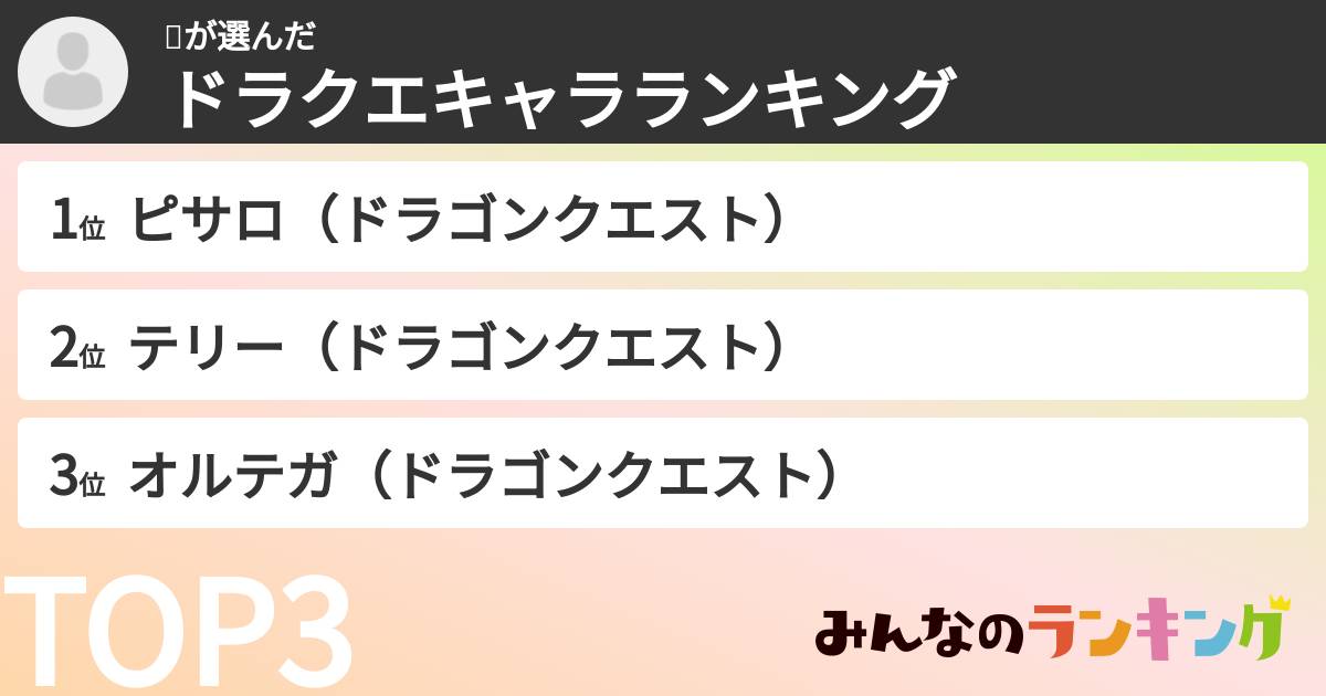 🌰さんの「ドラクエキャラランキング」