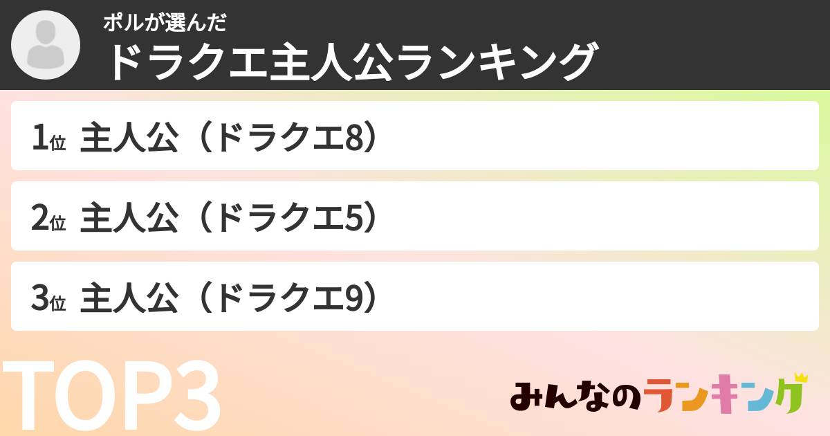ポルさんの「ドラクエ主人公ランキング」
