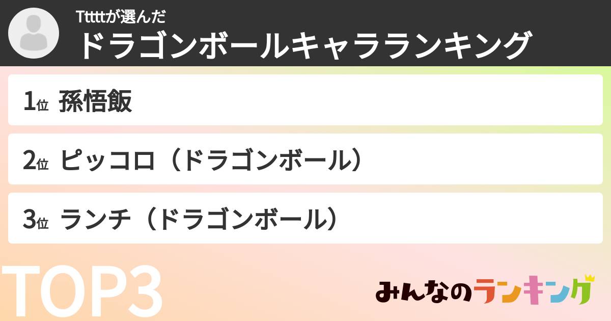 Tttttさんの「ドラゴンボールキャラランキング」