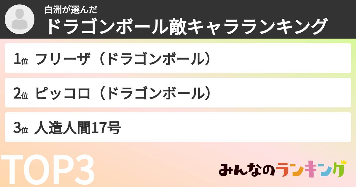 白洲さんの「ドラゴンボール敵キャラランキング」