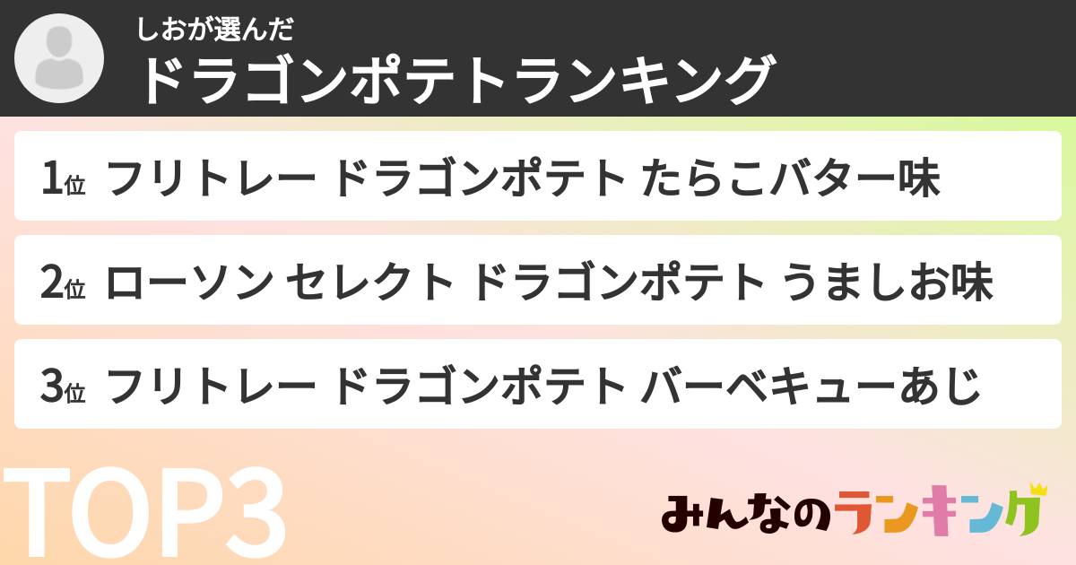 しおさんの「ドラゴンポテトランキング」